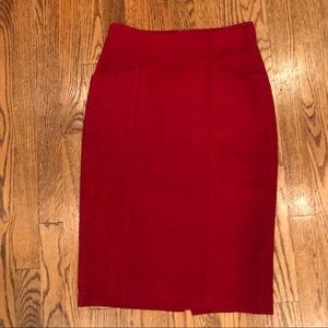 LM Stylebar (boutique) Red wool pencil skirt